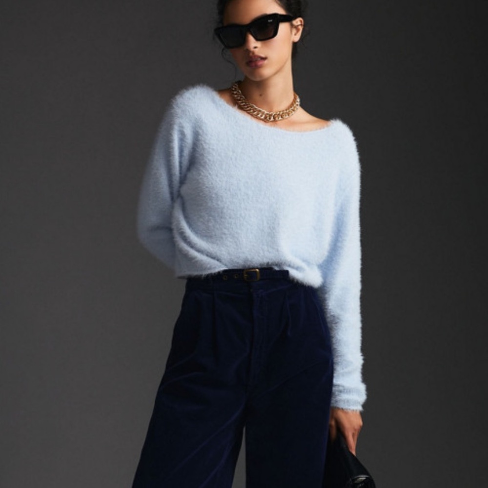 Anthropologie Pilcro fuzzy eyelash cropped sweater size L